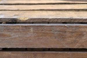 Very old wooden crates with some cracks in a close up view photo