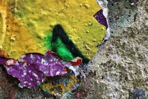 Detailed close up view on aged concrete walls with cracks and lots of structure photo