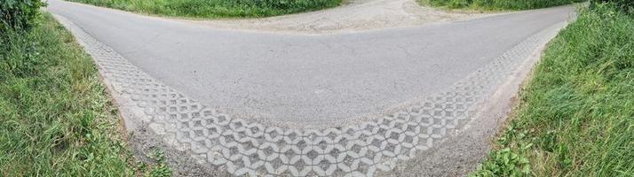 Panorama of countryside roads with fields and trees in northern europe. photo