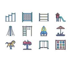 Playground and Amusement Park icon set vector