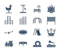 Playground and Amusement Park icon set vector