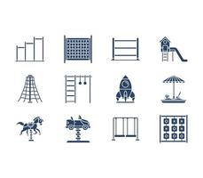 Playground and Amusement Park icon set vector