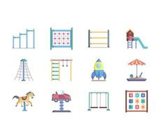 Playground and Amusement Park icon set vector