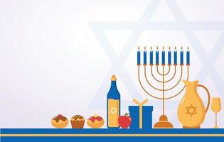 Hanukkah background in flat design concept vector