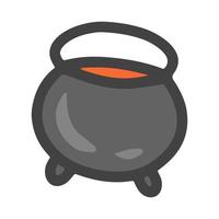 Steel hand draw witch cauldron vector isolated illustration
