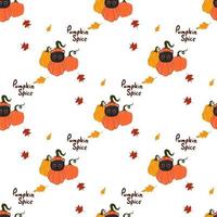 Halloween kawaii cat with costume vector seamless pattern