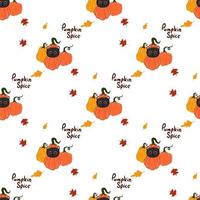 Halloween kawaii cat with costume vector seamless pattern