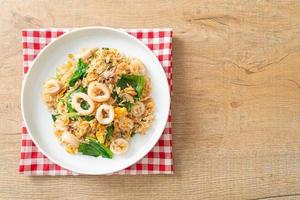 Fried rice with squid or octopus photo