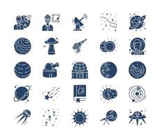 conjunto de iconos de espacio y astronomía vector