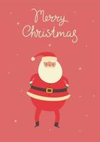 Christmas card with cute santa claus. Vector graphics.