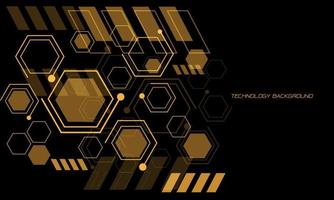 Abstract yellow technology geometric line on black with blank space design modern futuristic background vector