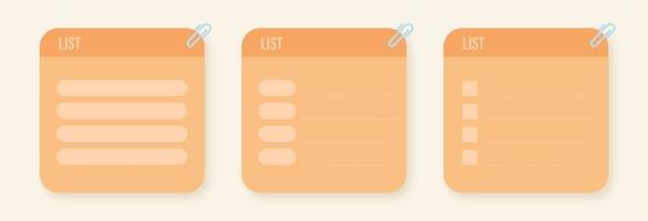 List task sheet. Square blank paper vector illustration.