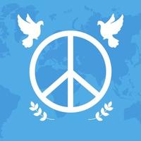 día internacional de la paz. día de la paz con ilustración de vector de fondo azul