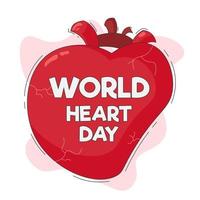 World heart day with red heart and outline style vector design