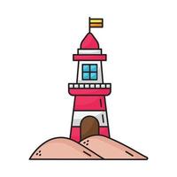 Lighthouse Outline Color Icon vector