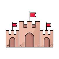 icono de color de contorno de castillo de arena vector