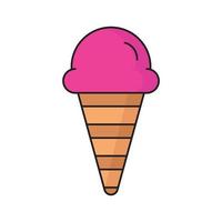 Ice Cream Cone Outline Color Icon vector