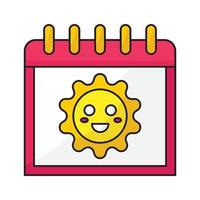 Summer Calendar Outline Color Icon vector