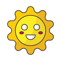 icono de color de contorno de sol sonriente vector