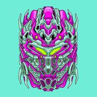 War mecha robot head illustration vector