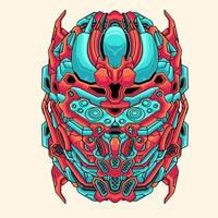 Futuristic mecha robot head illustration design vector