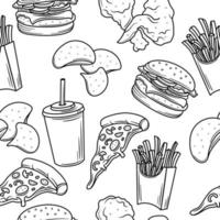Fast food seamless background template vector