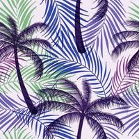 Abstract Floral coconut trees seamless pattern with leaves. tropical background vector