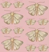 PINK VECTOR SEAMLESS PATTERN WITH WATERCOLOR MOTHS