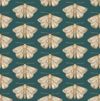 EMERALD VECTOR SEAMLESS PATTERN WITH WATERCOLOR MOTHS
