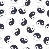 seamless pattern of hand drawn doodle sketch Yin Yang symbol isolated on white background vector