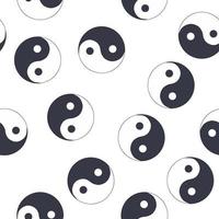 seamless, patrón, de, mano, dibujado, garabato, bosquejo, yin yang, símbolo, aislado, blanco, plano de fondo vector