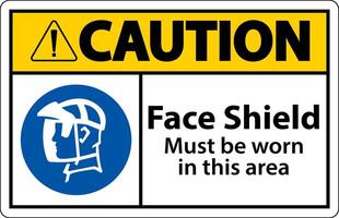 Caution Face Shield Must Be Worn Sign On White Background vector