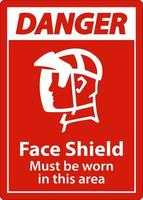 Danger Face Shield Must Be Worn Sign On White Background vector