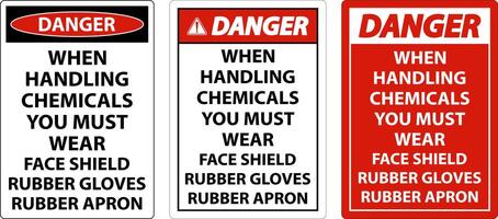 Danger Handling Chemicals Sign On White Background vector