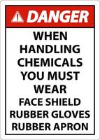 Danger Handling Chemicals Sign On White Background vector