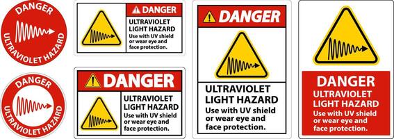 peligro etiqueta de peligro de luz ultravioleta sobre fondo blanco vector