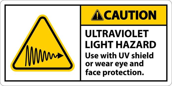 Caution Ultraviolet Light Hazard Label On White Background vector