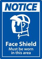 Notice Face Shield Must Be Worn Sign On White Background vector