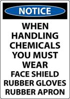 Notice Handling Chemicals Sign On White Background vector