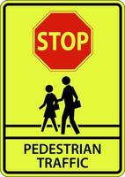 Stop Pedestrian Traffic Sign On White Background vector