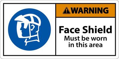 Warning Face Shield Must Be Worn Sign On White Background vector