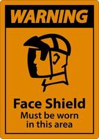 Warning Face Shield Must Be Worn Sign On White Background vector