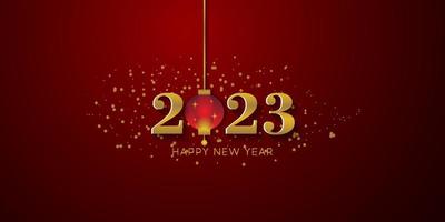 Happy new year 2023 vector dark red background with chinese lantern numbers