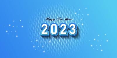 feliz año nuevo 2023 con números 3d y fondo azul vector