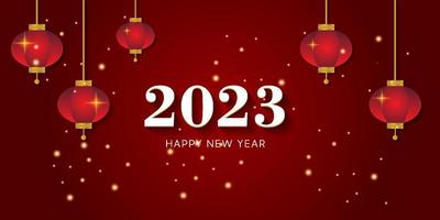 feliz año nuevo 2023 linterna china fondo ilustración números blancos vector