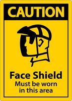 Caution Face Shield Must Be Worn Sign On White Background vector