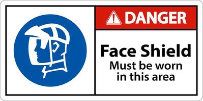 Danger Face Shield Must Be Worn Sign On White Background vector