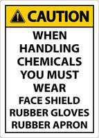 Caution Handling Chemicals Sign On White Background vector