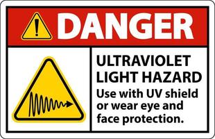 Danger Ultraviolet Light Hazard Label On White Background vector