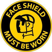 Caution Face Shield Must Be Worn Sign On White Background vector